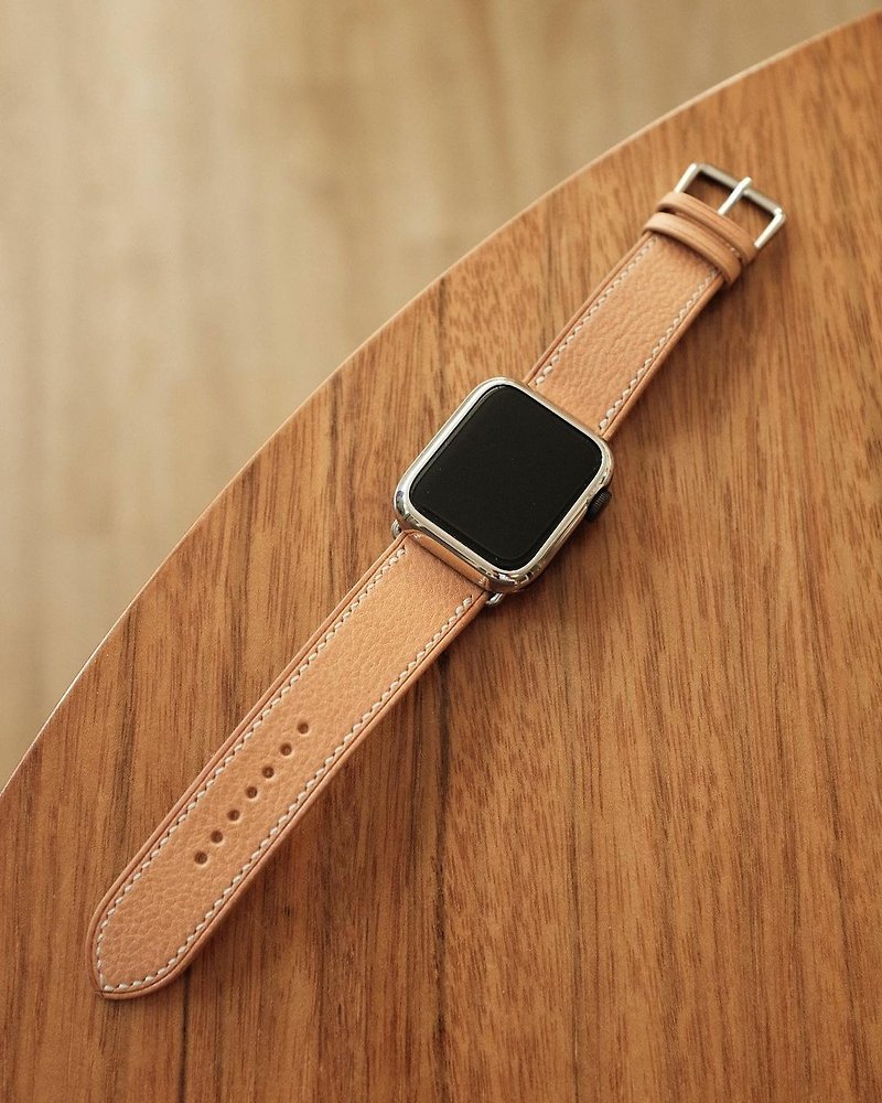 Apple watch strap 手工製作蘋果皮錶帶 iwatch6 se543 少話手作 - 錶帶 - 真皮 多色