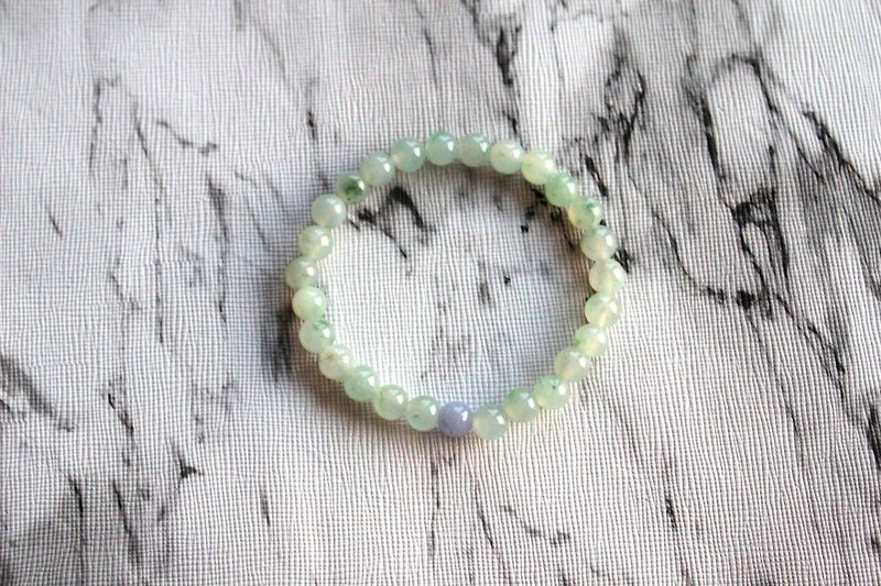 Journal-冰室茶集 Pure natural ice fine floating flower jade (Burma jade) boutique beaded bracelet exclusive - Bracelets - Gemstone 