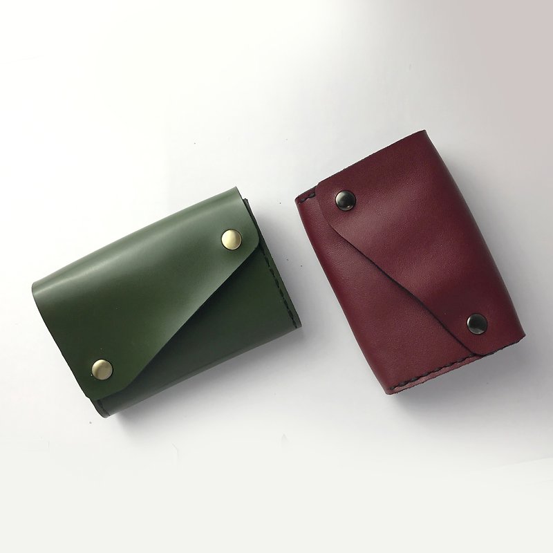 赤と緑のzemoneniフル手作りの革財布カードパッケージ大容量のコンボ - 小銭入れ - 革 レッド