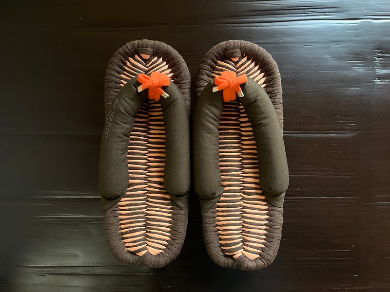 【FLIP TEE FLOP】24cm Cloth  sandal slippers Japanese Nuno zori 【No.230】 - รองเท้าแตะในบ้าน - ผ้าฝ้าย/ผ้าลินิน สีส้ม