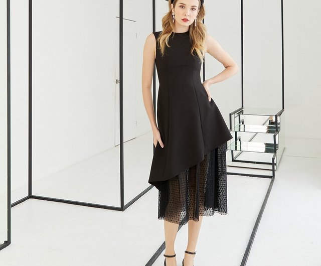 JOVANI エンベリッシュ アシンメトリー ロングドレス ブラック CAPHENYエボニーアシンメトリードレスフォーマルドレスロング