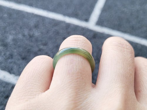 螺絲帽帽工作室 親翠 天然翡翠 冰經典黃加綠手指鐲10號戒圈