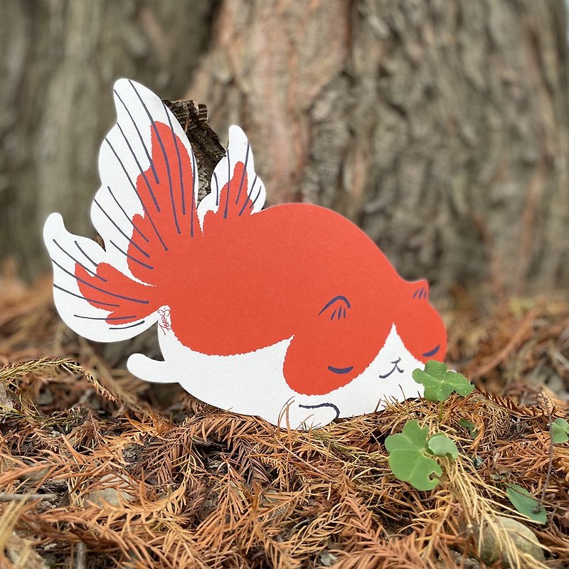 Goldfish Cat 2 - postcard - การ์ด/โปสการ์ด - กระดาษ สีแดง