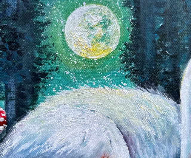 白ウサギ原画ウサギの壁アートリスの絵森の動物 - ショップ