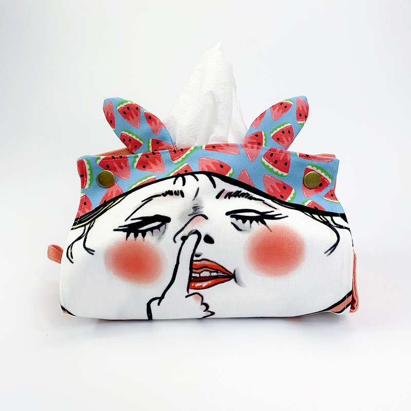 Piglet Diva fabric tissue box cover - Tissue Boxes - Other Materials Orange