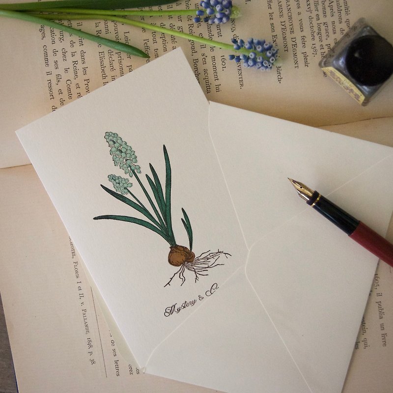 greeting card / muscari / letterpress printing / 1card and 1envelope / 105x155mm - Cards & Postcards - Paper 