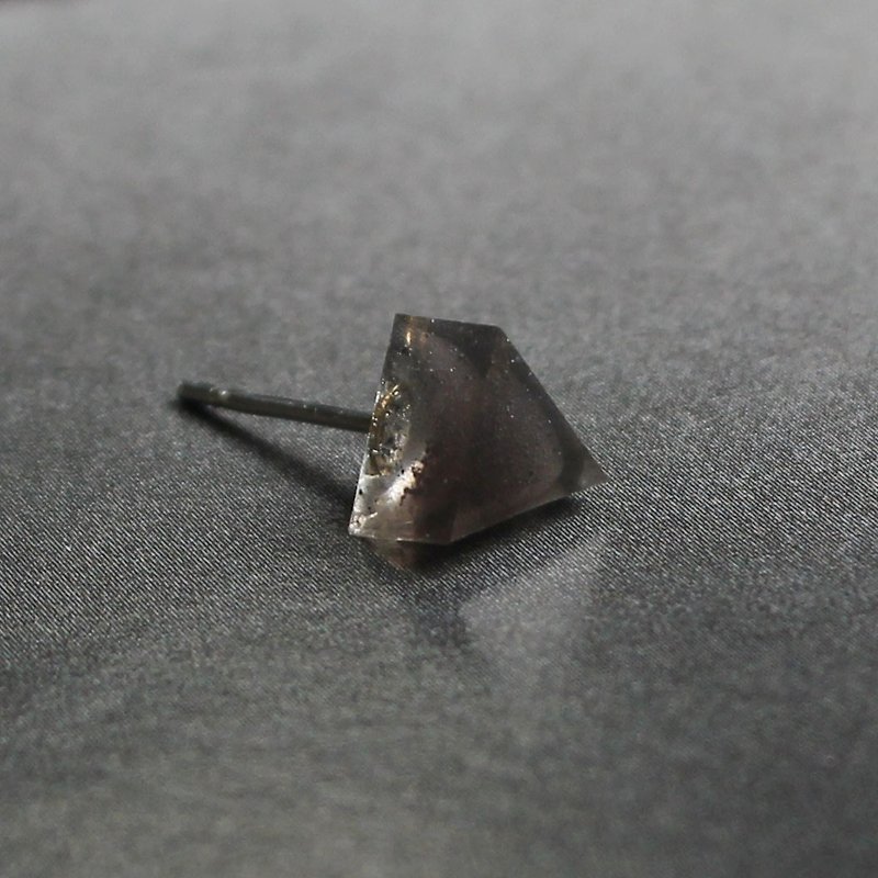 Triangle Earrings ▽      814 / Black Milk  ▽ Single Stud  /  transparent resin / glitter - Earrings & Clip-ons - Plastic Gray