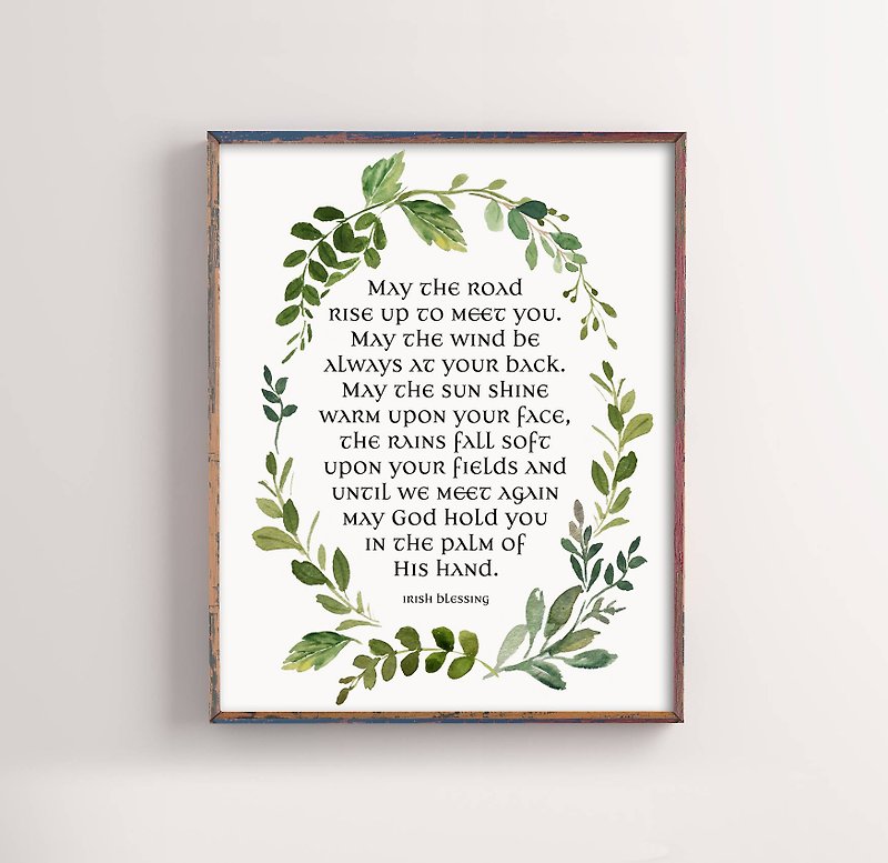Irish Blessing, Watercolor Floral Wreath, Wedding Print, Printable Decor