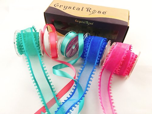 Crystal Rose Ribbon 緞帶專賣 歐洲Picot雪紗禮盒5入/極緻亮彩