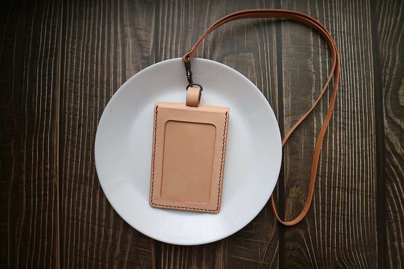 Yichuang Small Room | Straight primary color vegetable tanned leather ID card holder identification card holder coin purse Valentine's day gift - ที่ใส่บัตรคล้องคอ - หนังแท้ 