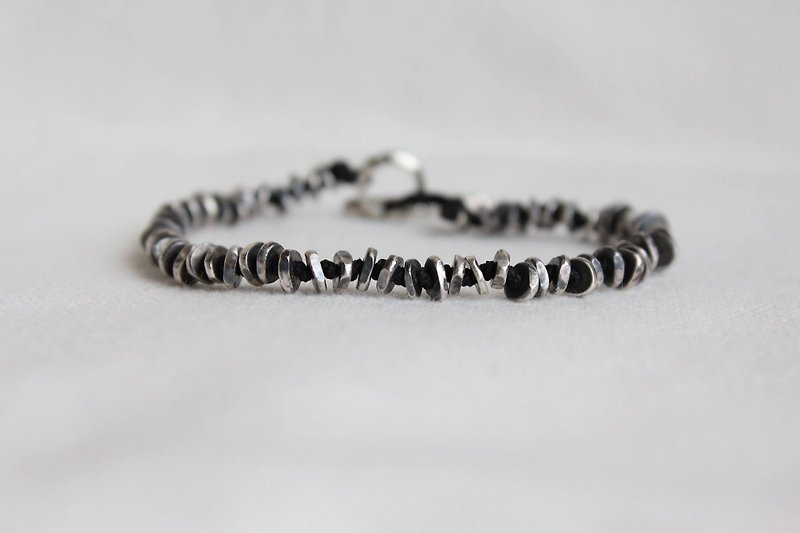 16.5 cm black Silver strap tie bracelet