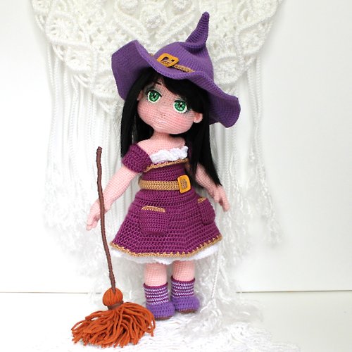 ZiminaDoll Witch crochet pattern PDF in English Amigurumi halloween doll removable clothes