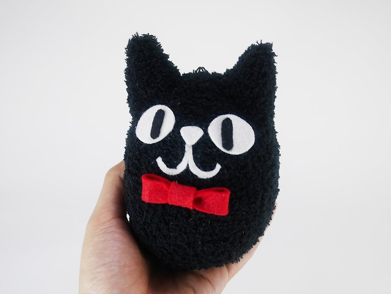 Fluffy cute chubby corps-black cat_year-end surprise - ตุ๊กตา - ผ้าฝ้าย/ผ้าลินิน สีดำ