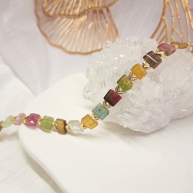 虹の言葉。マルチカラートルマリンブレスレット - ブレスレット - クリスタル 