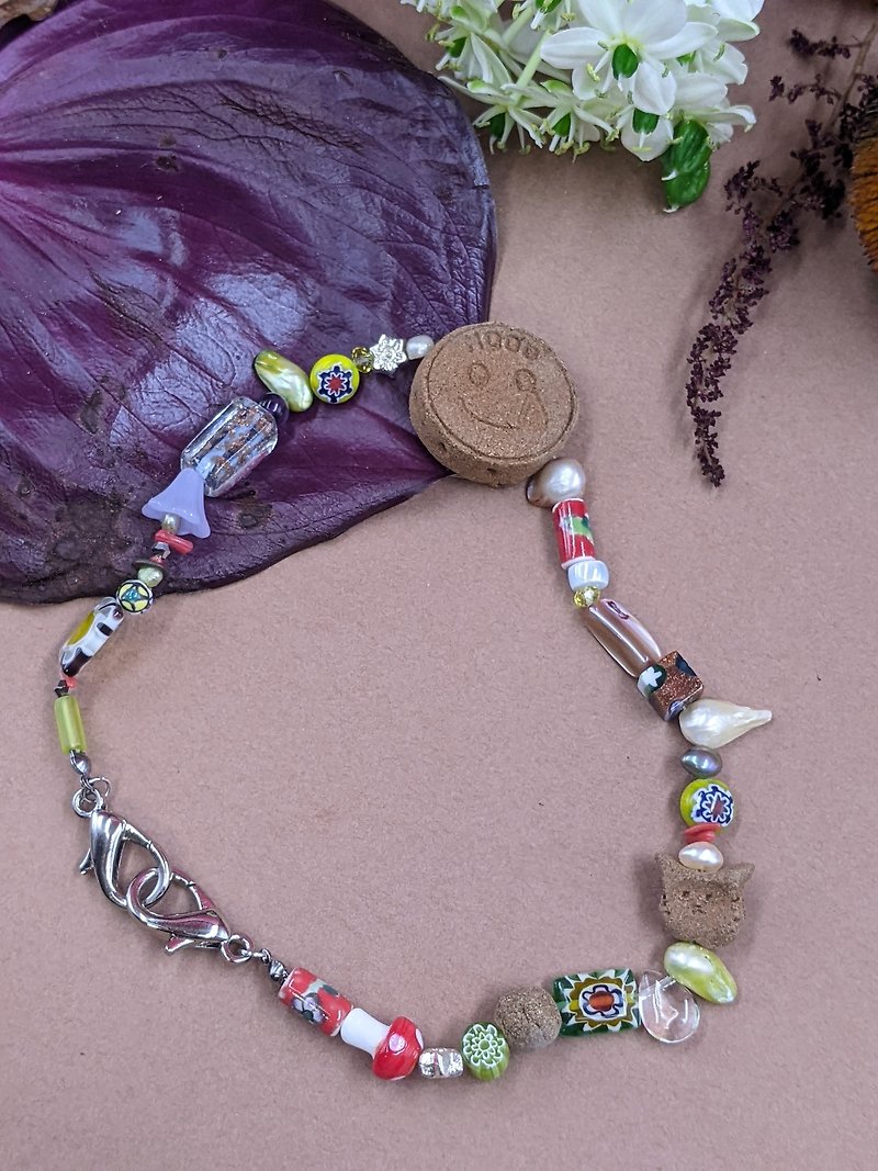 *Big Mood* Incense Jewellery, Beaded Y2K Aroma Diffuser phone strap keychain - Lanyards & Straps - Crystal Multicolor