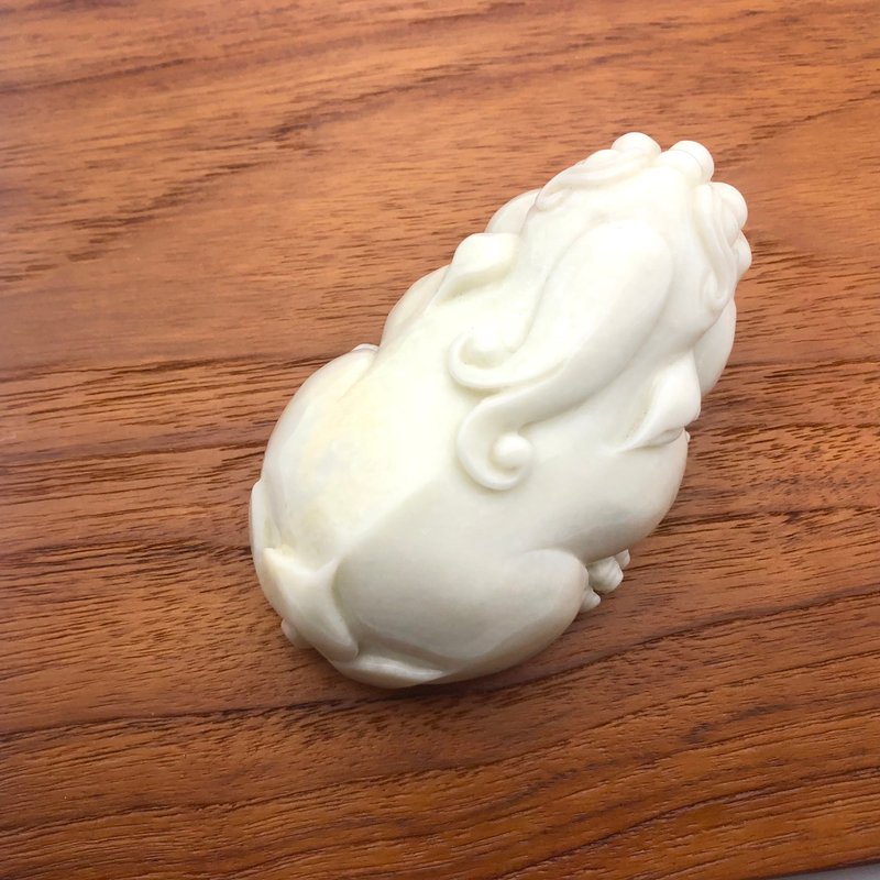 和田白玉貔貅招財擺件 - 擺飾/家飾品 - 玉石 白色