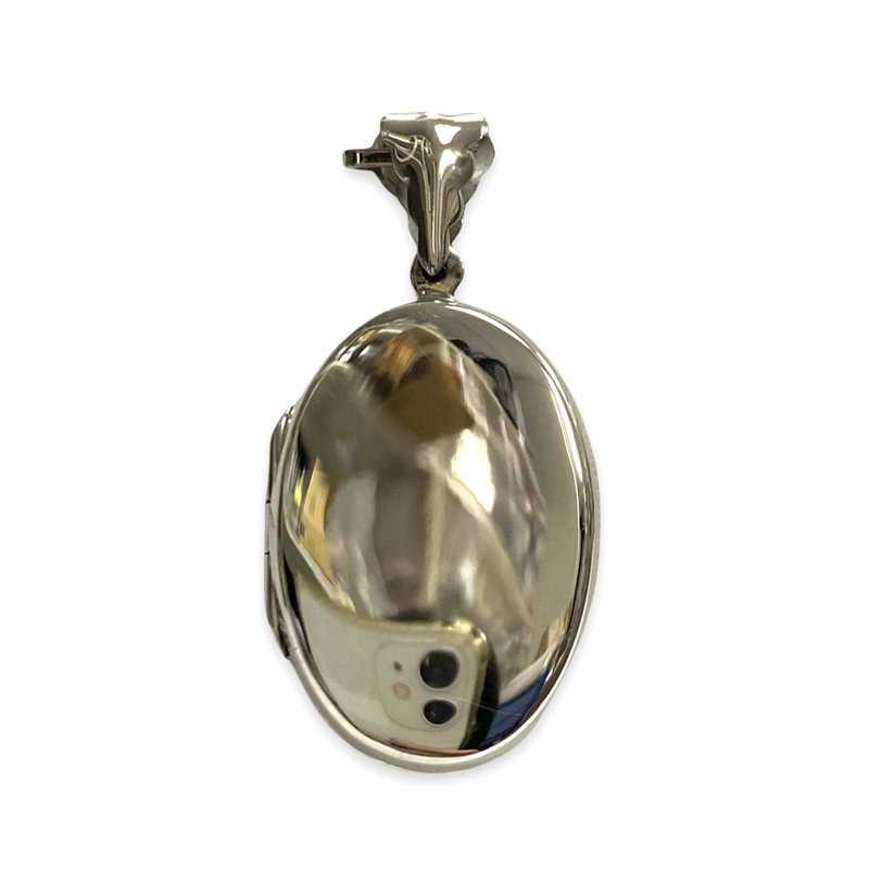 Classic Oval Locket Pendant with Photos, Memorial Locket 925 Sterling Silver - สร้อยคอ - เงินแท้ สีเงิน