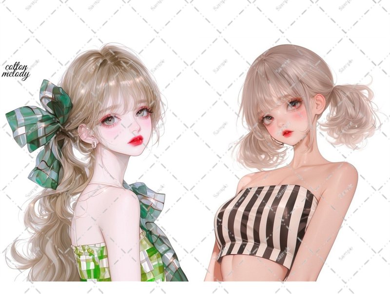 original sticker no.6346 人物ステッカー オリジナルステッカー 人物ステッカー 女の子ステッカー オリジナル人物ステッカー - 貼紙 - 紙 