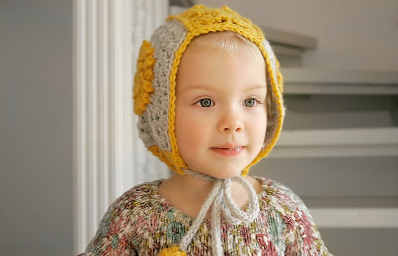 有機嬰兒帽 冬帽 嬰兒帽 有機嬰兒帽 黃色羊毛帽