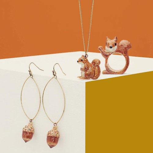Squirrel who loves gold/cute miner/rich squirrel/sterling silver necklace -  Shop JULIE design Necklaces - Pinkoi
