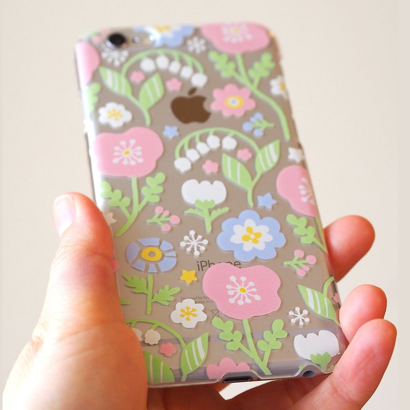 【Clear iPhonePlus case】Spring pastel flowers - Phone Cases - Plastic Transparent