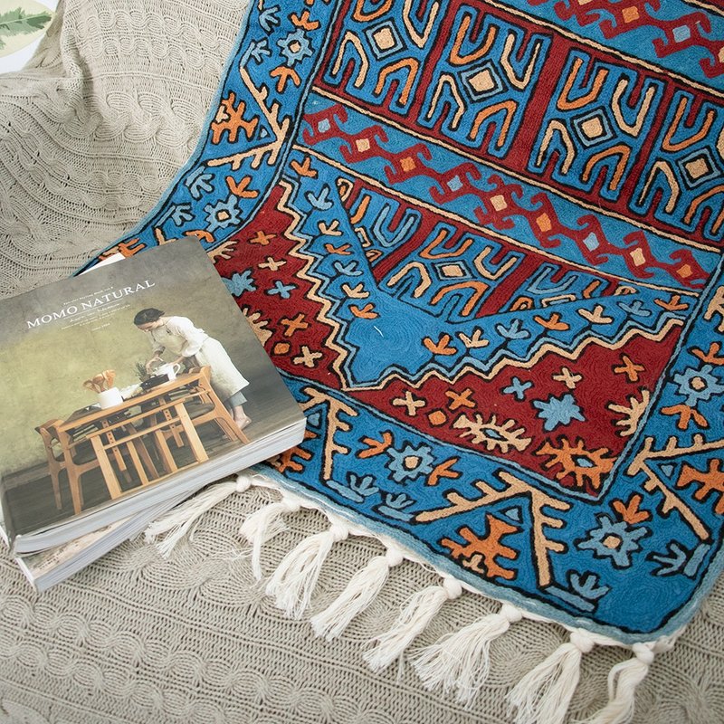 喀什米爾羊毛刺繡地毯 60×90 － 晴空萬里 - 地墊/地毯 - 羊毛 多色