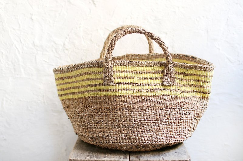 OMAKE African banana bark sisal woven bag - Handbags & Totes - Cotton & Hemp Yellow