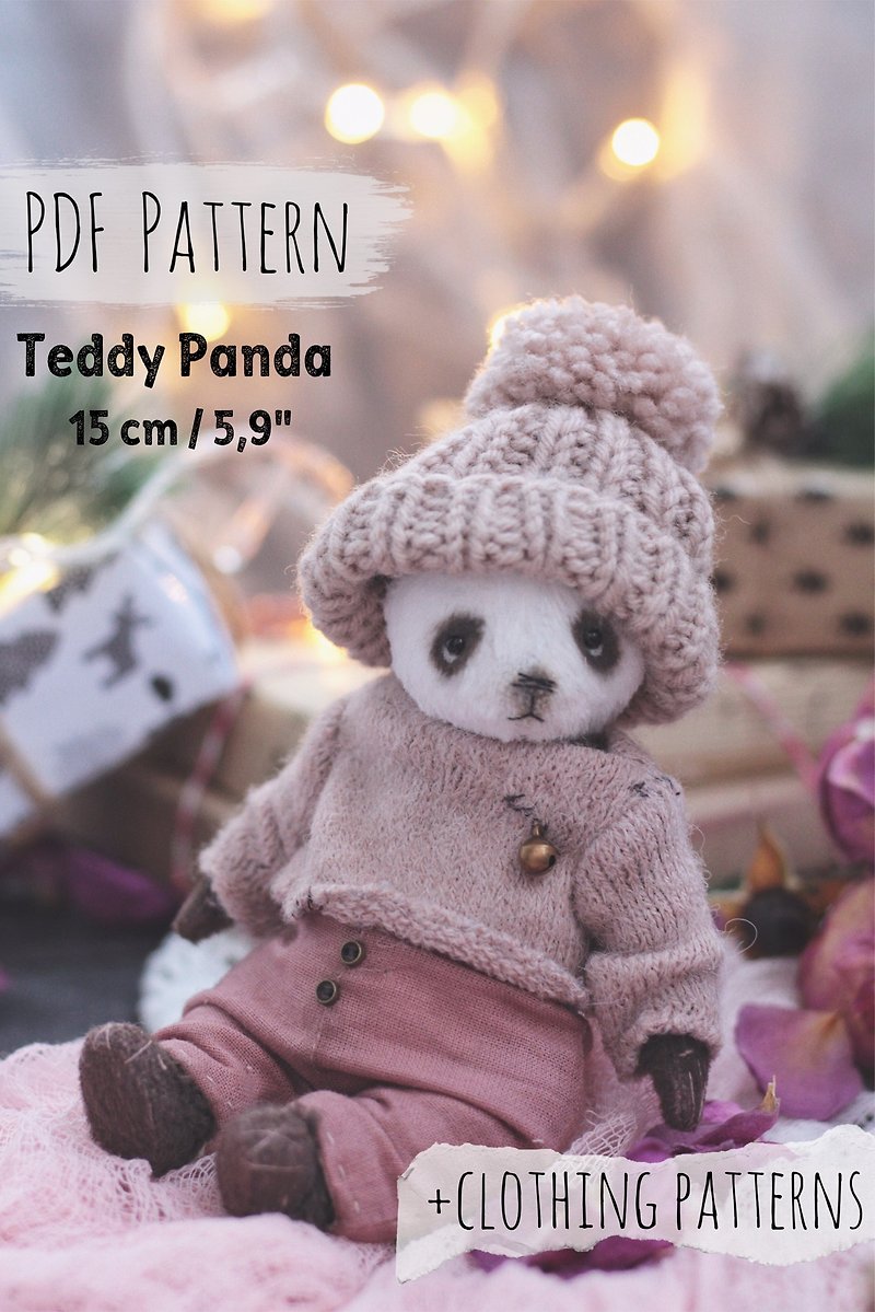 Teddy Panda Sewing pattern with clothing patterns