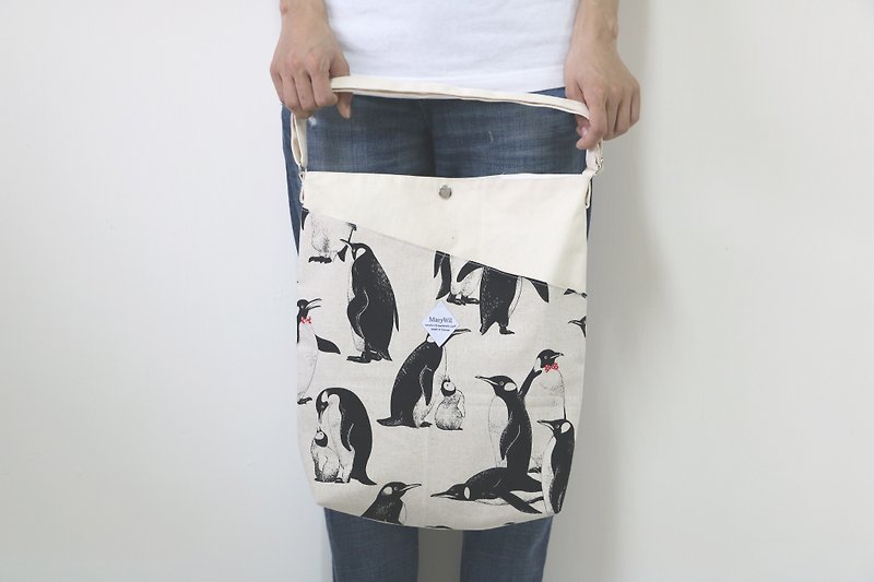 MaryWilカラーキャンバスバッグ - ホワイトペンギン - ショルダーバッグ - 紙 ホワイト