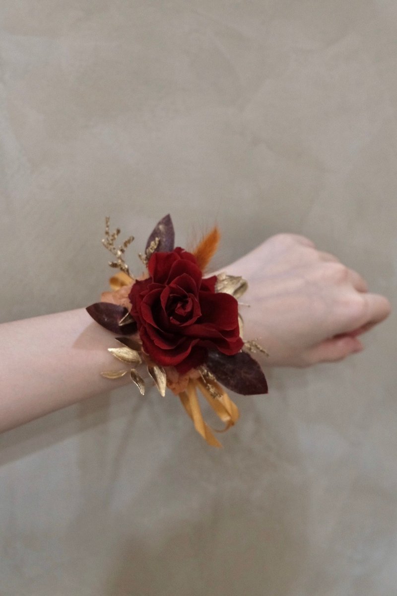 Bride/Bridesmaid Wrist Flower [Crimson]-Wedding/Eternal Flower
