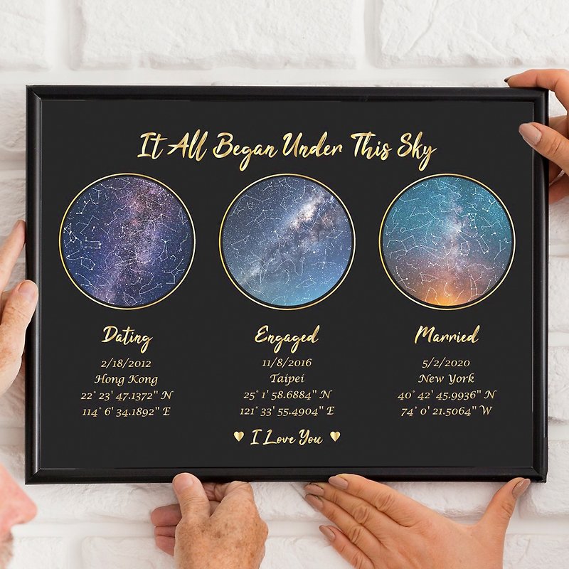 Custom Star Map By Date And Location Personalized Night Sky Chart Anniversary