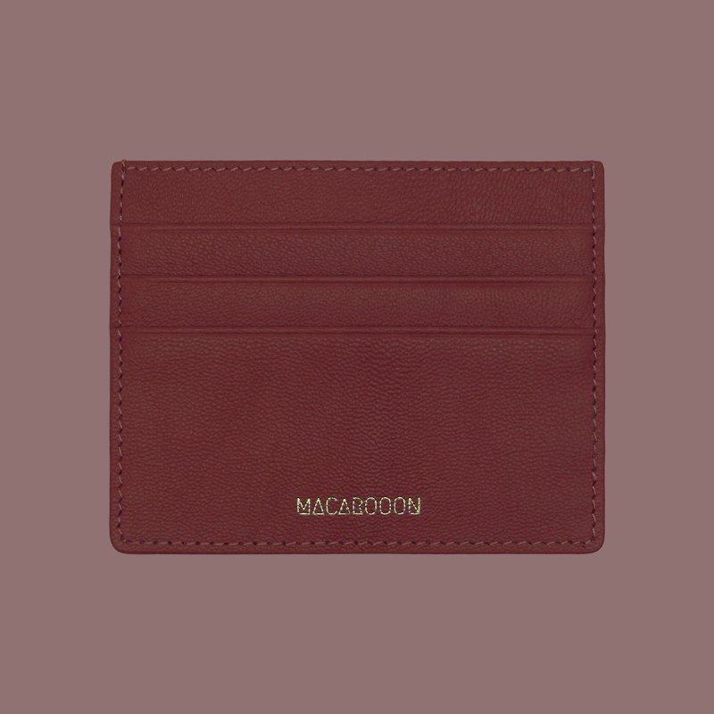 Customized Gift Italian Genuine Leather Wine Red Card Holder Wallet Small Wallet Card Case Card Holder - กระเป๋าสตางค์ - หนังแท้ สีแดง