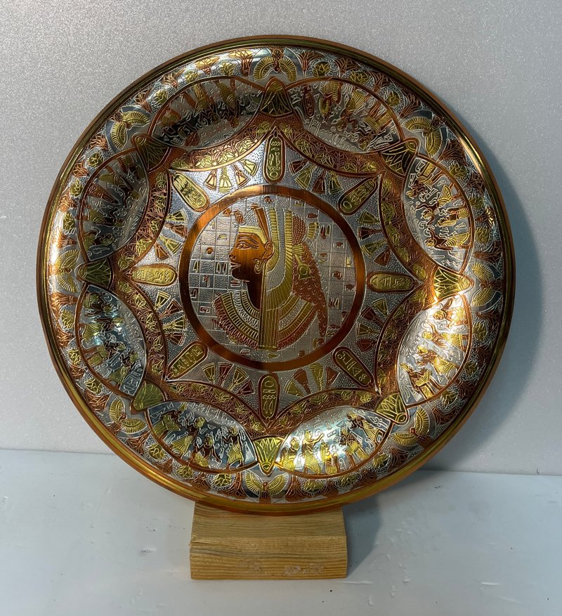 Egyp Handmade Brand new antique, round handmade copper plate imported from - ของวางตกแต่ง - ทองแดงทองเหลือง สีทอง