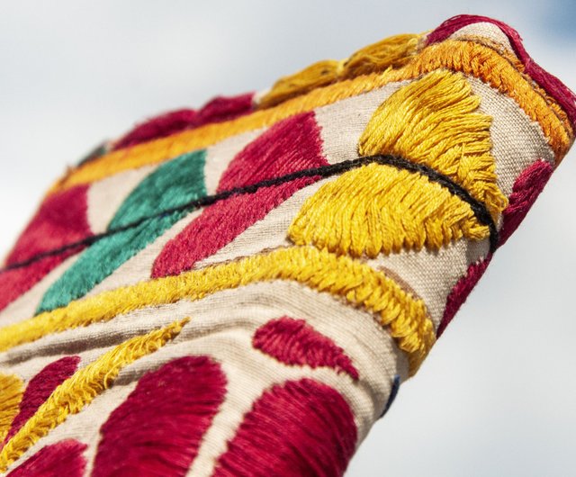 手刺繍財布エスニックスタイルロングクリップ刺繍レザー