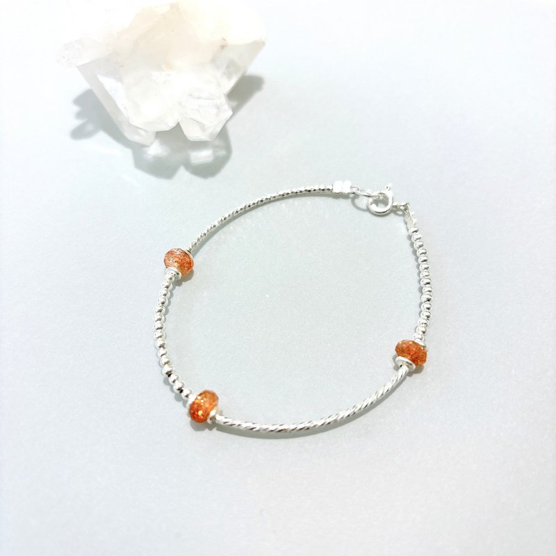 Ops Sunstone silver bracelet - 金太陽石/金草莓晶/純銀/手鍊 - 手鍊/手環 - 銀 橘色