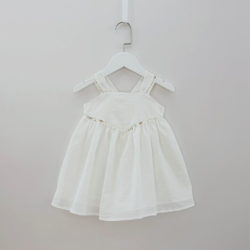 White Check Wings Cut Dress-Baby - ชุดเด็ก - ผ้าฝ้าย/ผ้าลินิน 