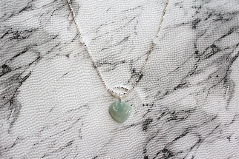 Journal- Looking for pure natural ice and fine jade (Burma jade) Freshwater pearl + small wishful sterling silver necklace - Necklaces - Gemstone 