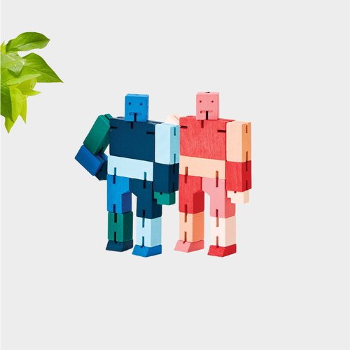 Cubebot 臺灣總代理 Cubebot 酷比人【漸層小型】山毛櫸積木變形益智機器人擺飾公仔
