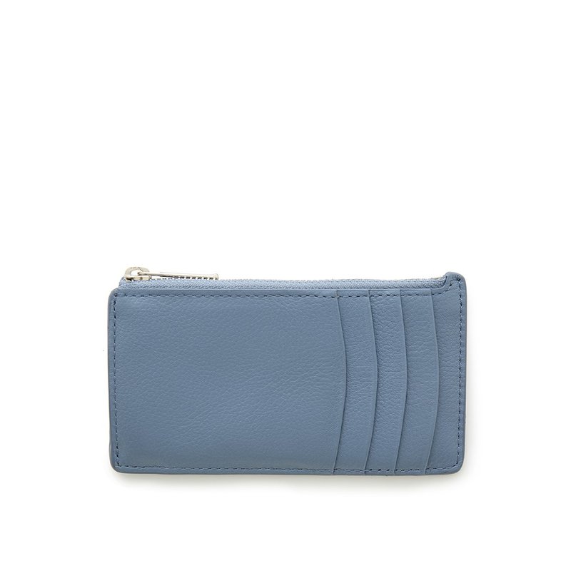 Arch Coin Card Holder - Fog Gray Blue - ที่ใส่บัตรคล้องคอ - หนังแท้ สีน้ำเงิน