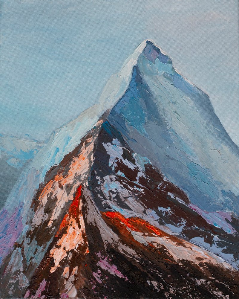 Abstract Art. Acrylic. Painting on canvas. Original. Mountains. Rock. Himalayas - 海報/掛畫/掛布 - 壓克力 藍色