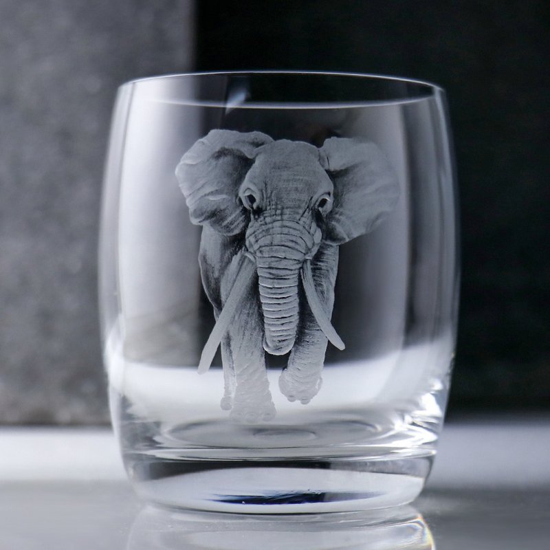 320cc【寫實大象】Elephant威士忌杯 客製化禮物 動物系列 - 酒杯/酒器 - 玻璃 灰色