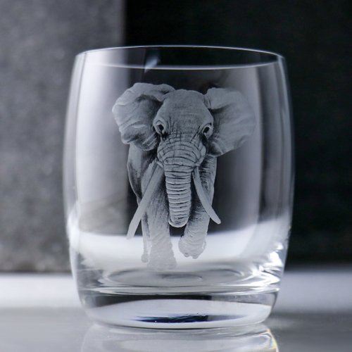 MSA玻璃雕刻 320cc【寫實大象】Elephant威士忌杯 客製化禮物 動物系列