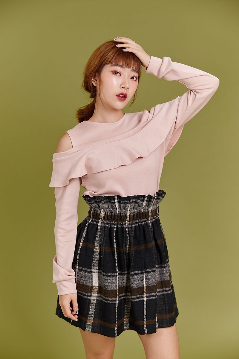 Irene ruffle knit top (Pink) - Women's Tops - Cotton & Hemp Pink
