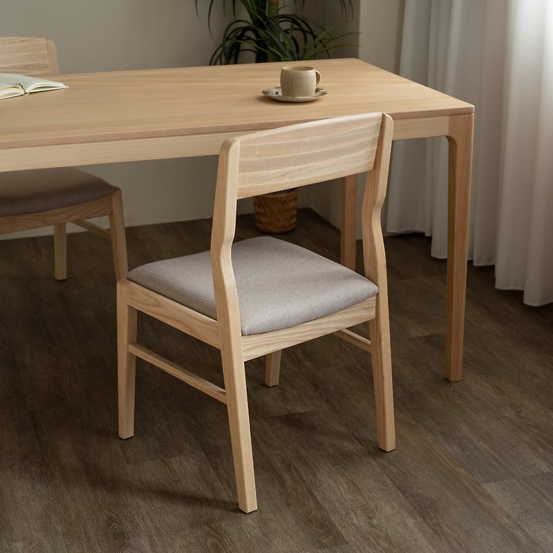 Light-colored log classic dining chair with square back - rock beige, forest green - เก้าอี้โซฟา - ไม้ สีกากี