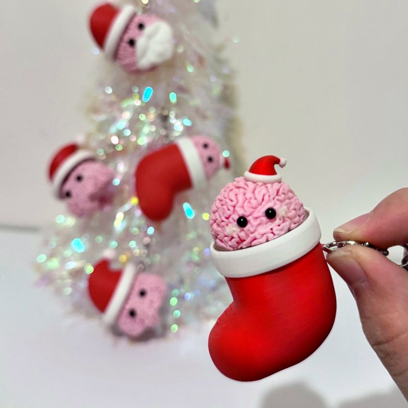The lilBrain クリスマスソックスプッシュボタンキーホルダー / 癒し | ストレス解消 | 3Dプリント / - キーホルダー・キーケース - プラスチック ピンク