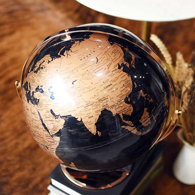SkyGlobe 12吋時尚金屬藍360度旋轉發光玫瑰金底座地球儀(英文版) - 擺飾/家飾品 - 木頭 藍色