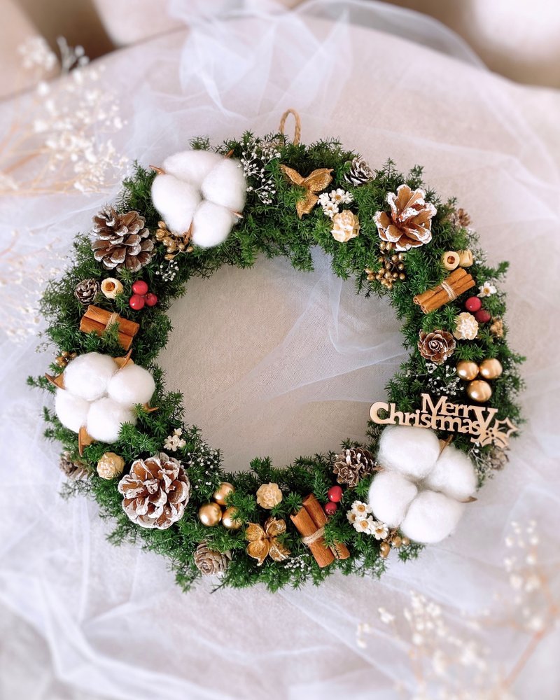 [Christmas Wreath] Christmas Blessings l Comes with a 30 cm wreath in a gift box for Christmas - ช่อดอกไม้แห้ง - พืช/ดอกไม้ สีเขียว