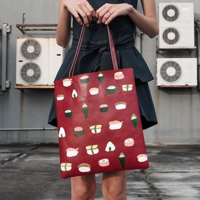 Sushi Tote Bag - 手提包/手提袋 - 真皮 紅色