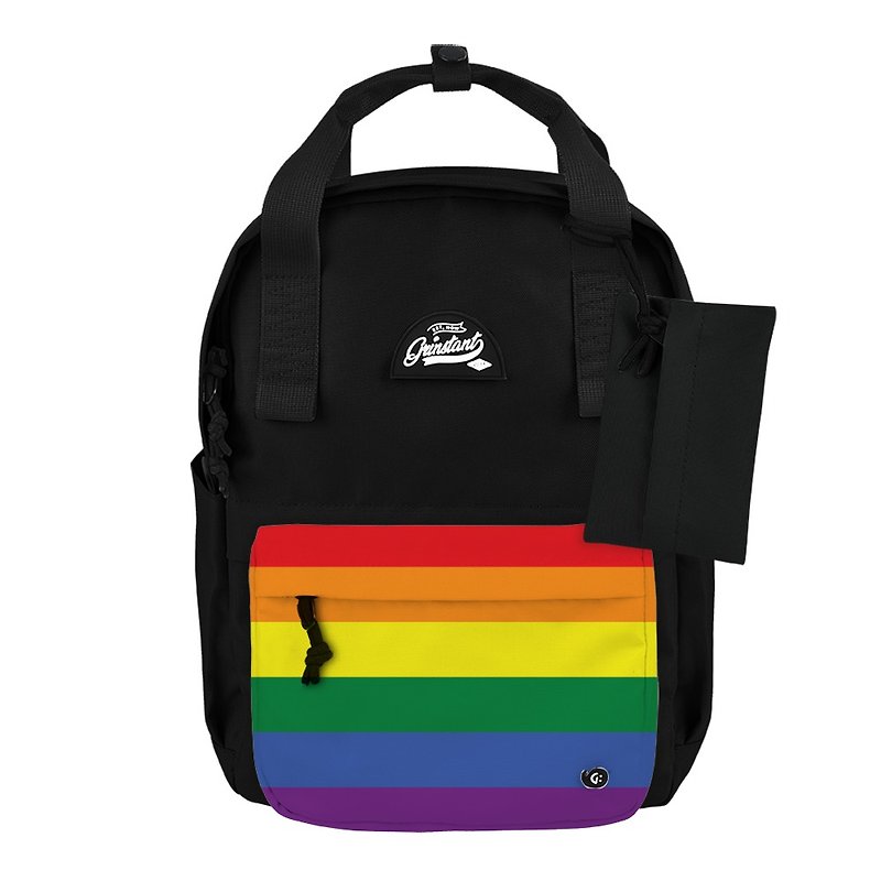 Grinstant mix and match detachable 13-inch backpack-LGBT Rainbow Limited Edition (Black)