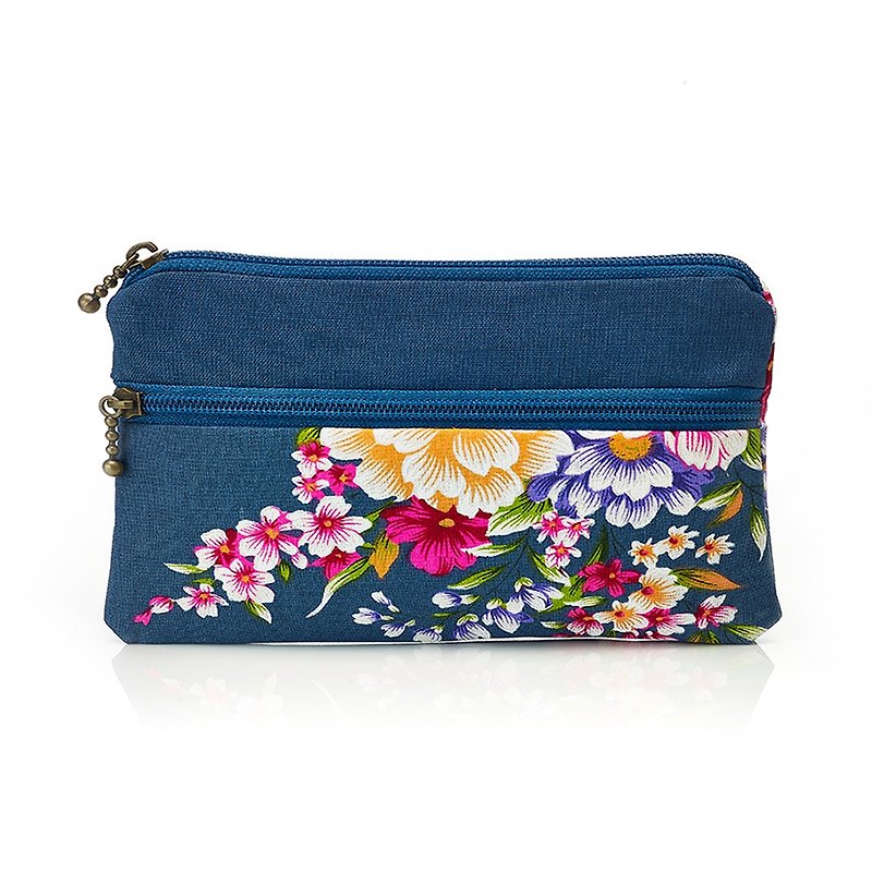 【Mr. Floral Cloth】Double-layer storage bag - Toiletry Bags & Pouches - Cotton & Hemp Multicolor